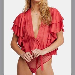 Free People ruffle sleeve bodysuit